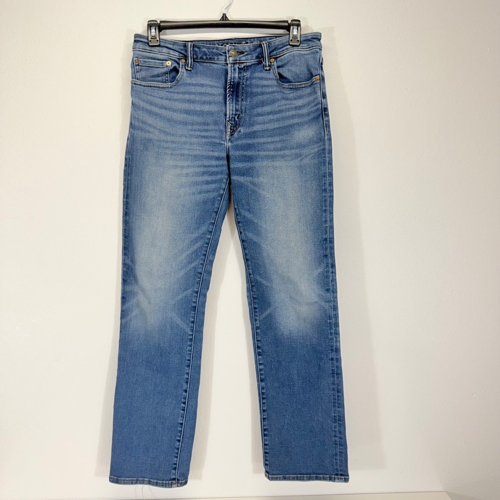 American Eagle Mens Airflex + Slim Straight Leg Stretch Denim Blue Jeans 33X34